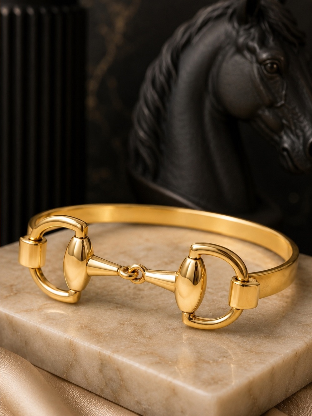 18CM Gold Horse Bit Snaffle Bracelet | Quiet Luxury Equestrian Cuff |